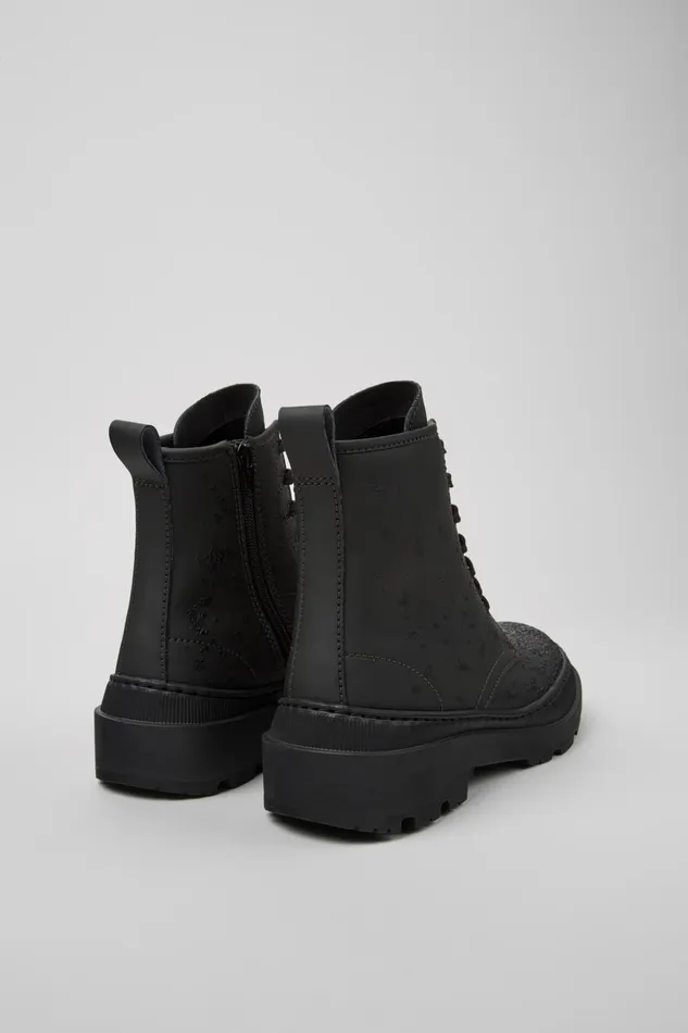 Women Brutus Trek MICHELIN Gray And Black Leather Boots Camper Ankle Boots