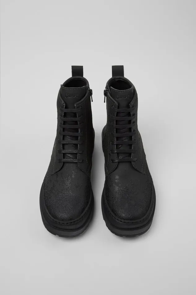Women Brutus Trek MICHELIN Gray And Black Leather Boots Camper Ankle Boots