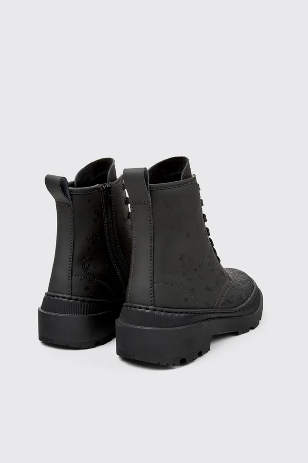 Women Brutus Trek MICHELIN Gray And Black Leather Boots Camper Ankle Boots