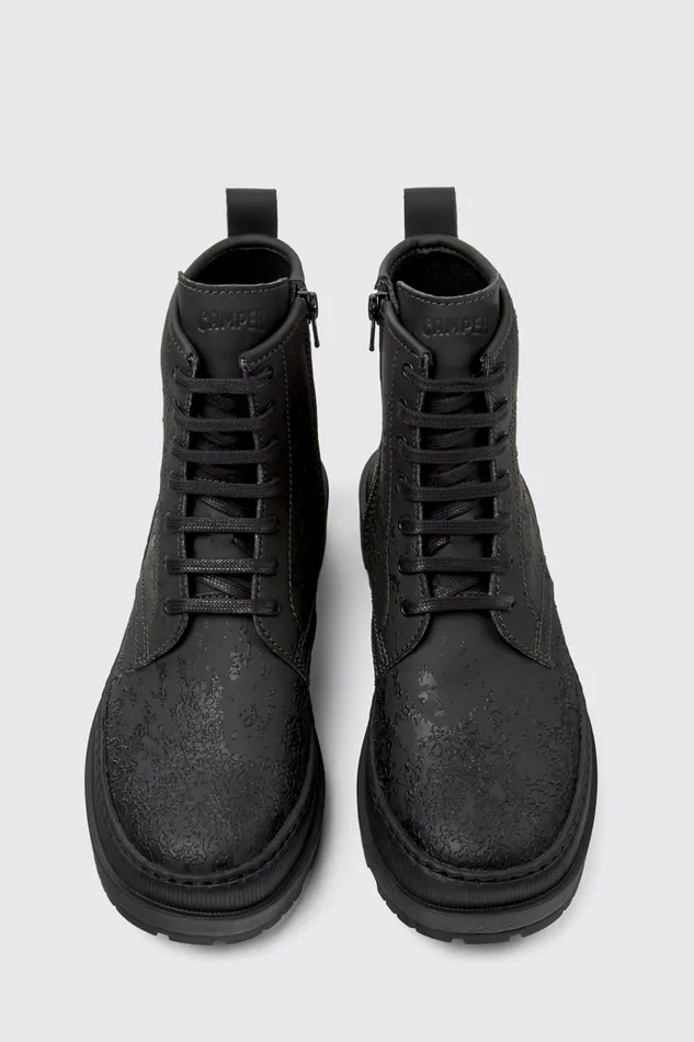 Women Brutus Trek MICHELIN Gray And Black Leather Boots Camper Ankle Boots