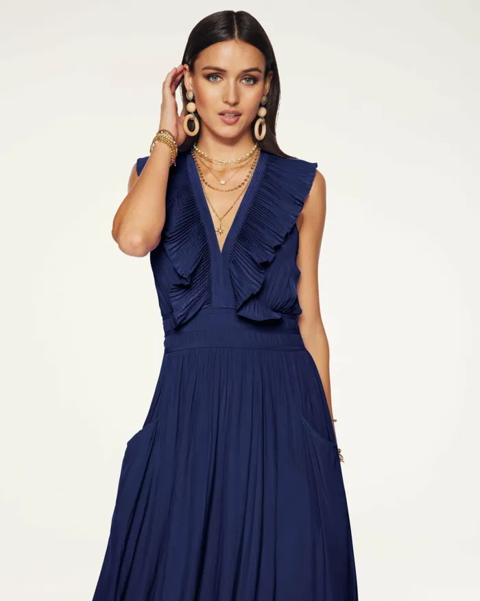 Women Camden Ruffle Maxi Dress Navy Ramy Brook Dresses Women Camden Ruffle Maxi Dress Navy Ramy Brook Dresses