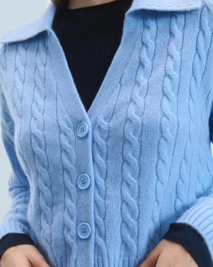 Women Cashmere Cardigans From Future Ribbed Cardigan Sweater Fairy Blue