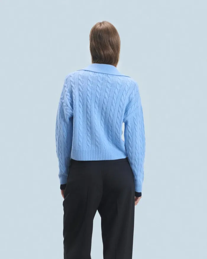 Women Cashmere Cardigans From Future Ribbed Cardigan Sweater Fairy Blue