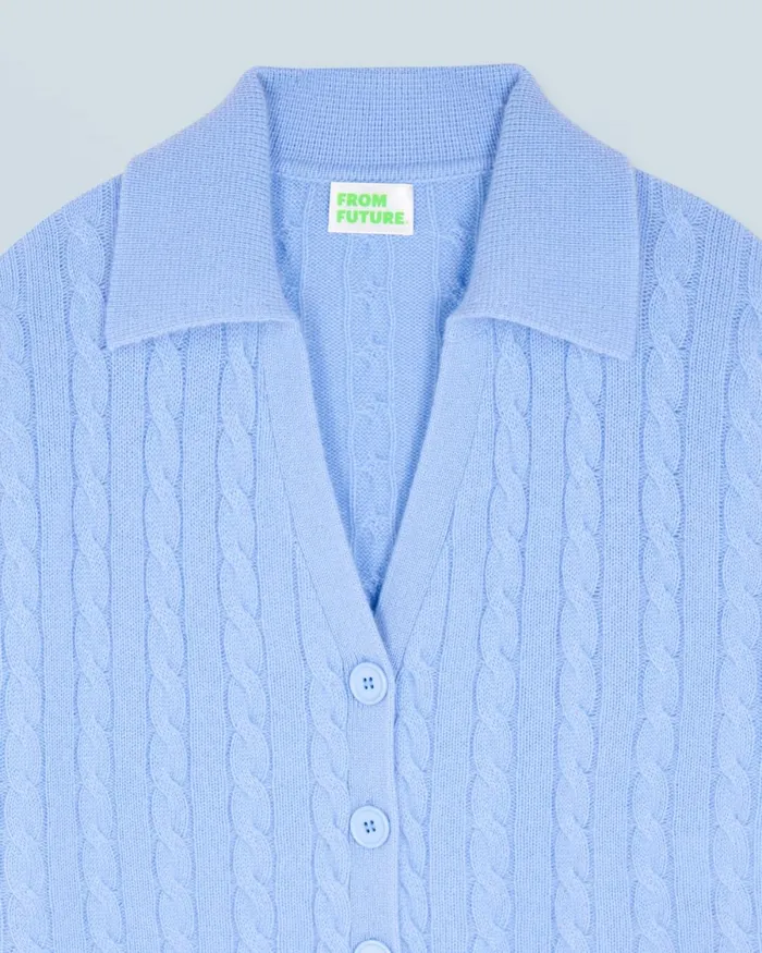 Women Cashmere Cardigans From Future Ribbed Cardigan Sweater Fairy Blue