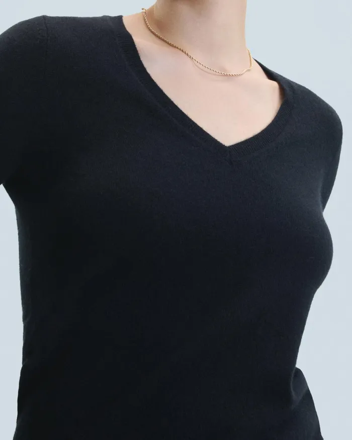 Women Cashmere Sweaters From Future Basic VNeck Sweater Black