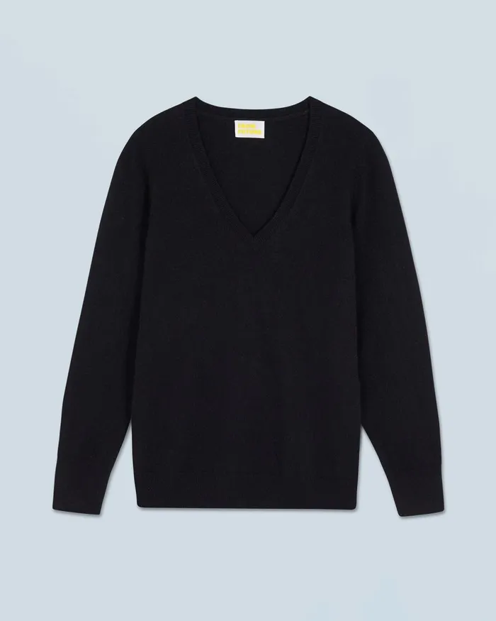 Women Cashmere Sweaters From Future Basic VNeck Sweater Black