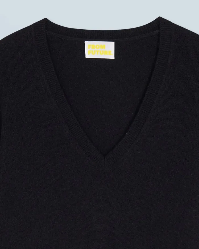 Women Cashmere Sweaters From Future Basic VNeck Sweater Black