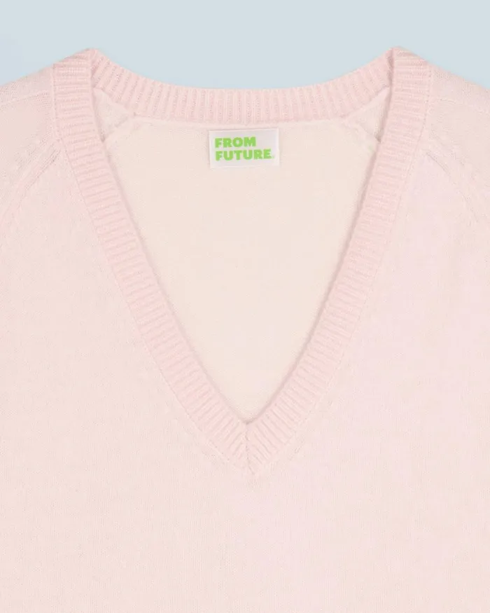 Women Cashmere Sweaters From Future Light Oversized VNeck Sweater Baby Pink