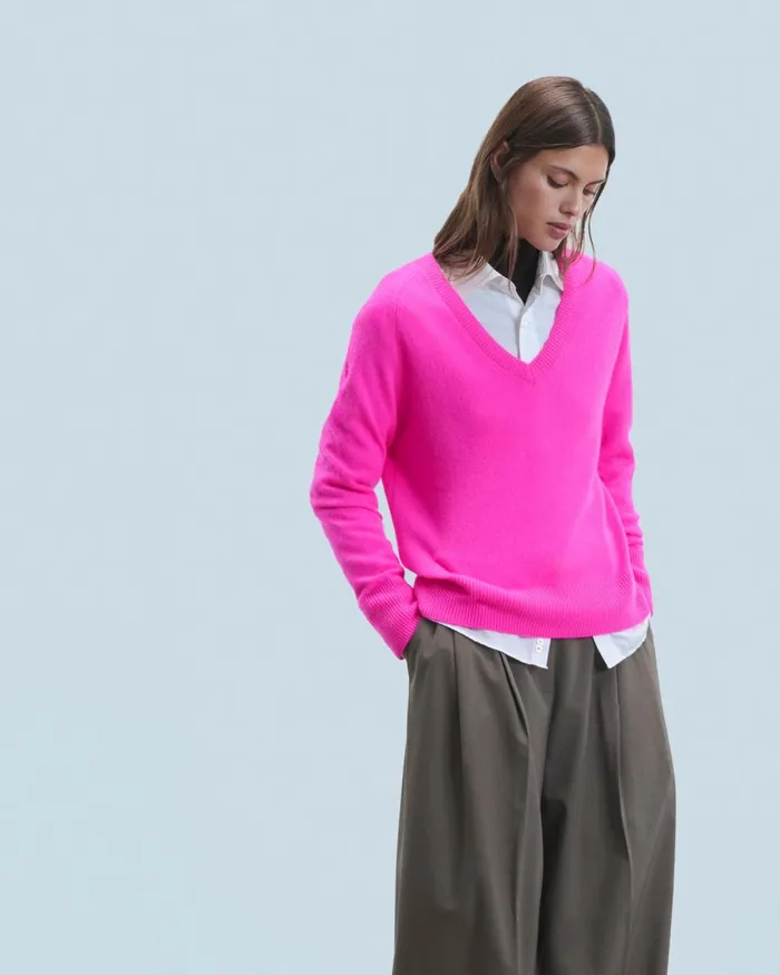 Women Cashmere Sweaters From Future Light Oversized VNeck Sweater Utopic Pink