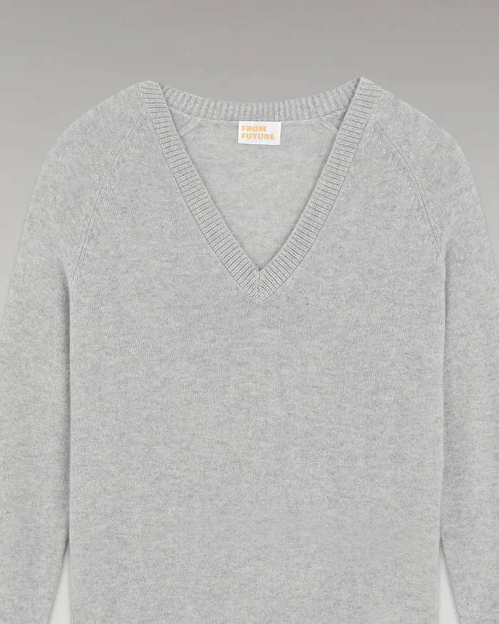 Women Cashmere Sweaters From Future Lightweight Oversized VNeck Sweater Light Heather Gray