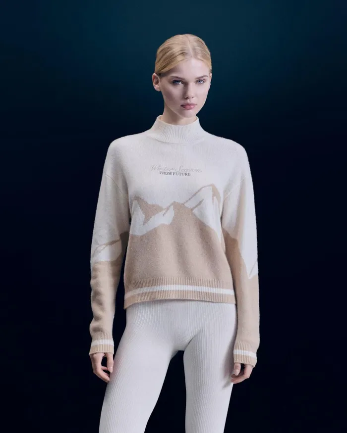 Women Cashmere Sweaters From Future Mock Neck Ski Sweater Beige