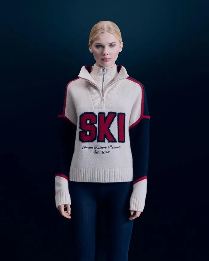 Women Cashmere Sweaters From Future Quarter Zip Neck Sweater Ski Sand