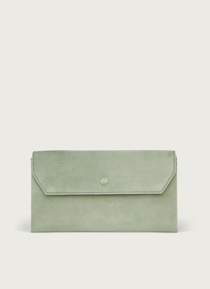 Women Clutch Bags LKBennett Dora Soft Green Suede Clutch Women Clutch Bags LKBennett Dora Soft Green Suede Clutch
