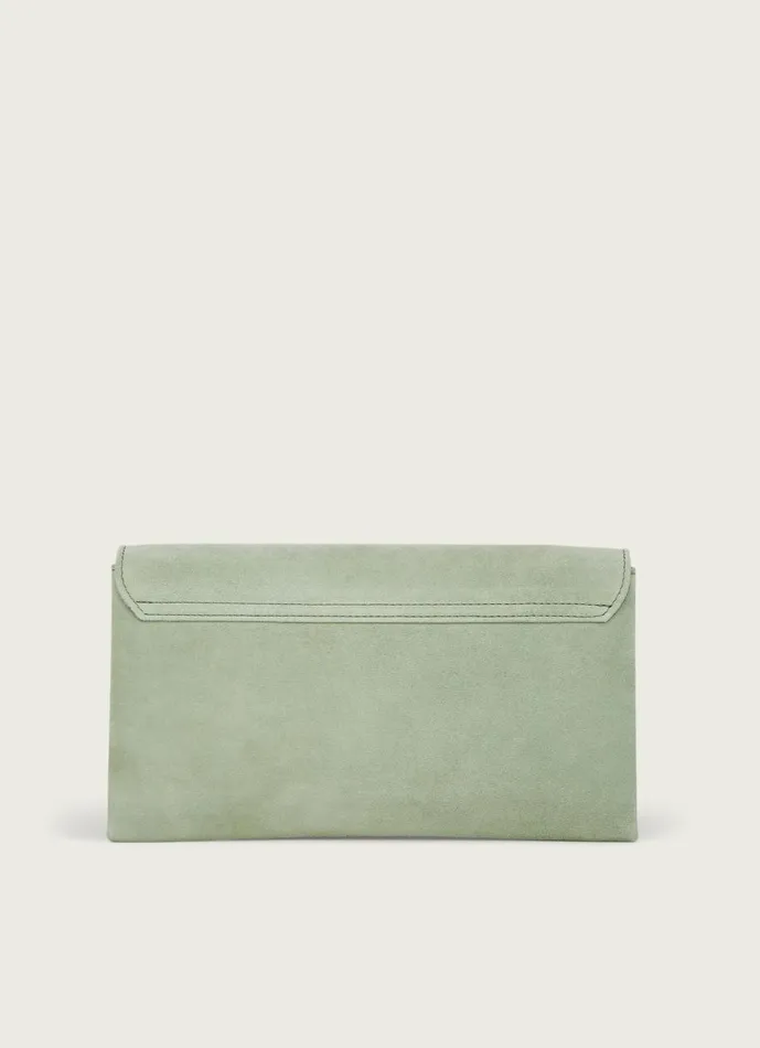 Women Clutch Bags LKBennett Dora Soft Green Suede Clutch Women Clutch Bags LKBennett Dora Soft Green Suede Clutch