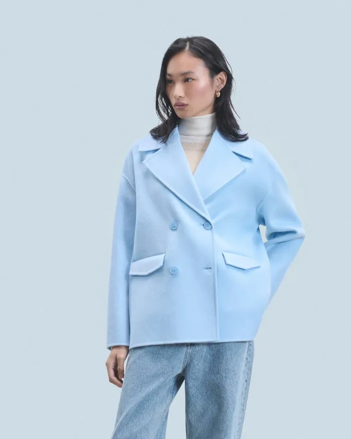 Women Coats and Jackets From Future Outerwear Caban Jacket Baby Blue
