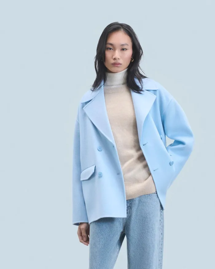 Women Coats and Jackets From Future Outerwear Caban Jacket Baby Blue