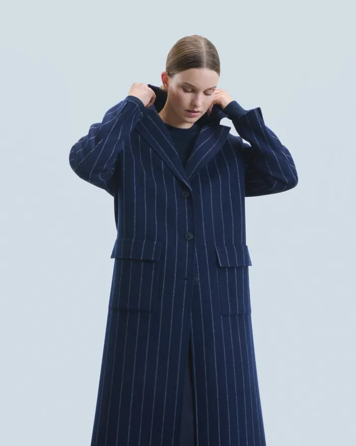 Women Coats and Jackets From Future Outerwear Coat With Pockets Rayures Navy
