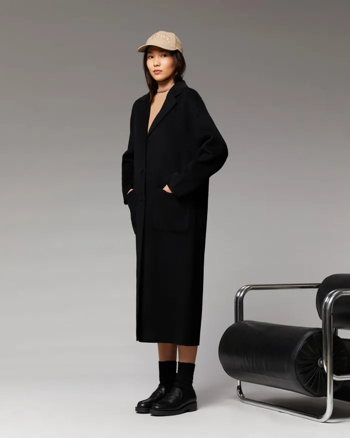 Women Coats and Jackets From Future Outerwear Long Double Face Coat Black
