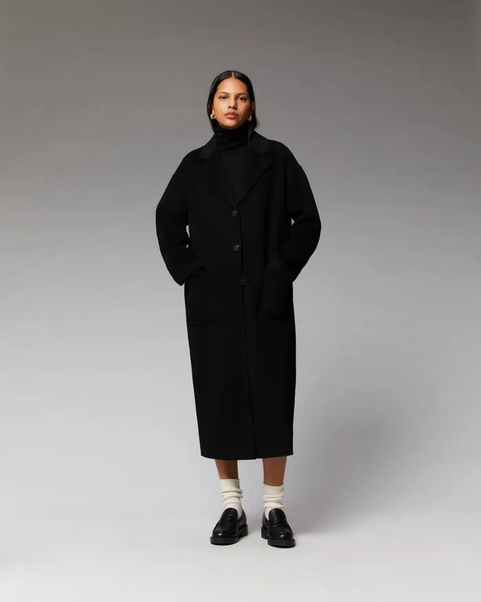 Women Coats and Jackets From Future Outerwear Long Double Face Coat Black