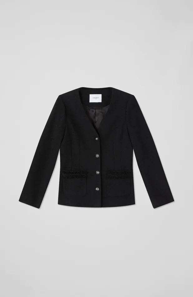 Women Coats and Jackets LKBennett Hanna Black Italian Tweed Jacket Black Women Coats and Jackets LKBennett Hanna Black Italian Tweed Jacket Black