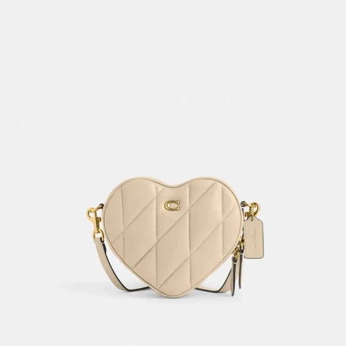 Women Crossbody Bags Coach Heart Crossbody With Quilting Brassivory
