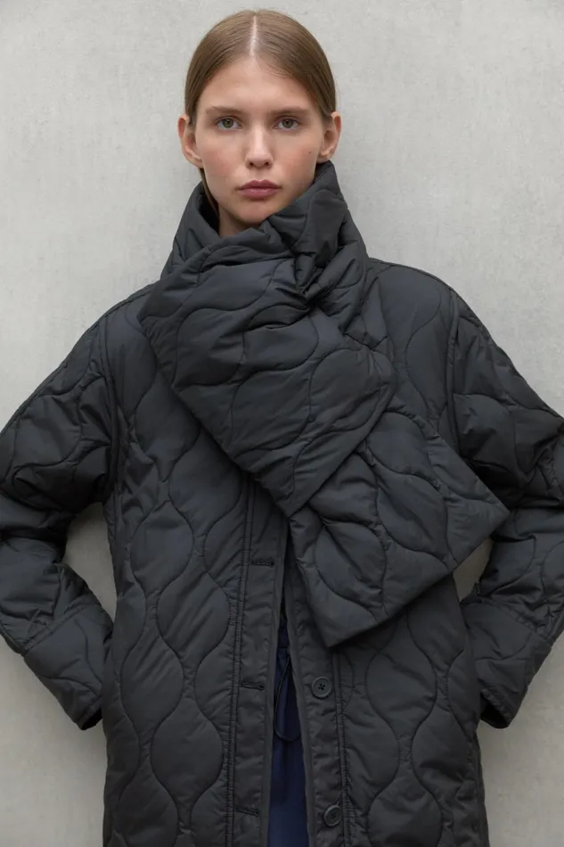 Women Dark Grey Lezna Coat With Band Ecoalf Coats And Jackets