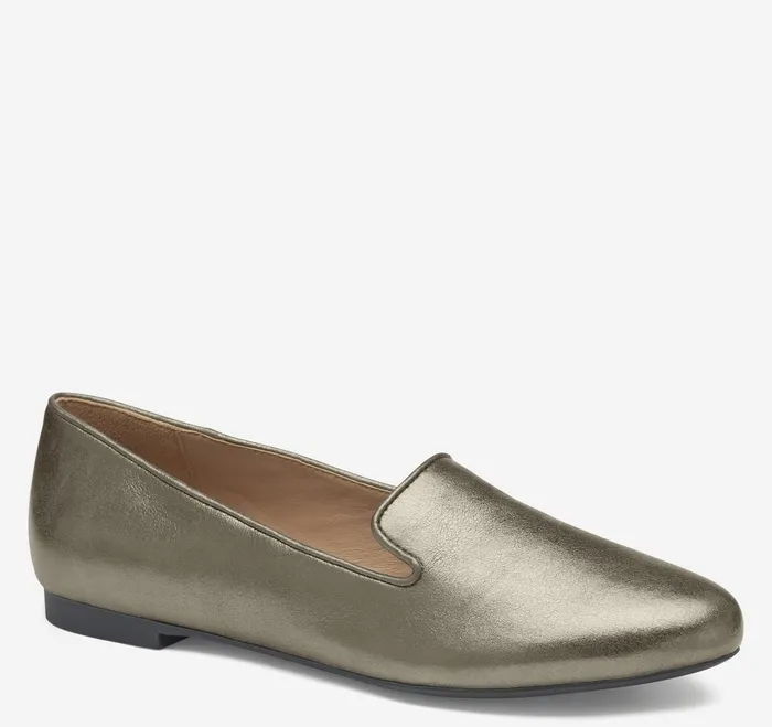 Women Delanie Loafer Pewter Metallic Sheepskin JohnstonandMurphy Mules and Loafers Women Delanie Loafer Pewter Metallic Sheepskin JohnstonandMurphy Mules and Loafers