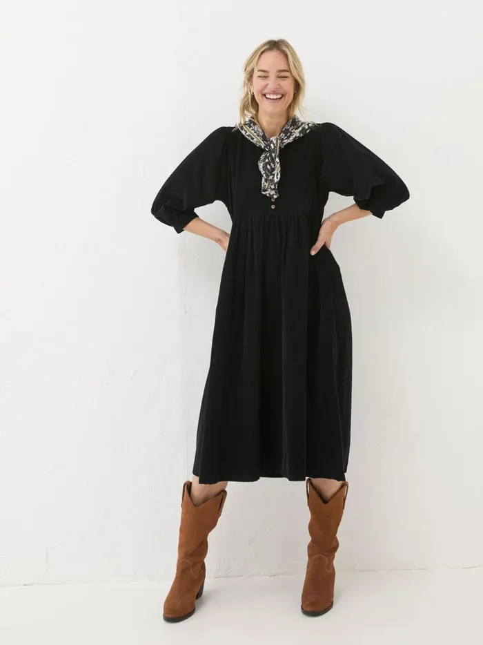 Women Dresses Fat Face Ceil Black Check Dress