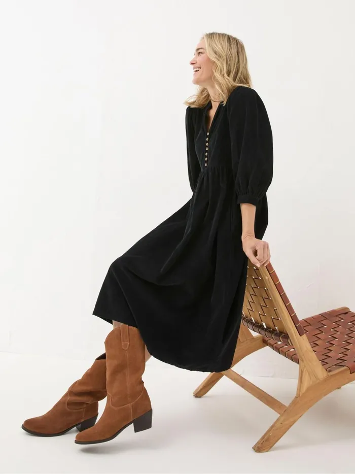 Women Dresses Fat Face Ceil Black Check Dress
