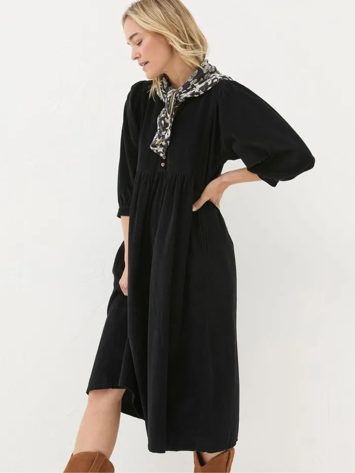 Women Dresses Fat Face Ceil Black Check Dress
