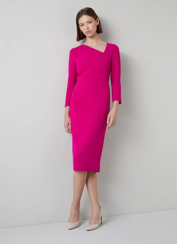 Women Dresses LKBennett Alexis Pink Wool Crepe Shift Dress Pink