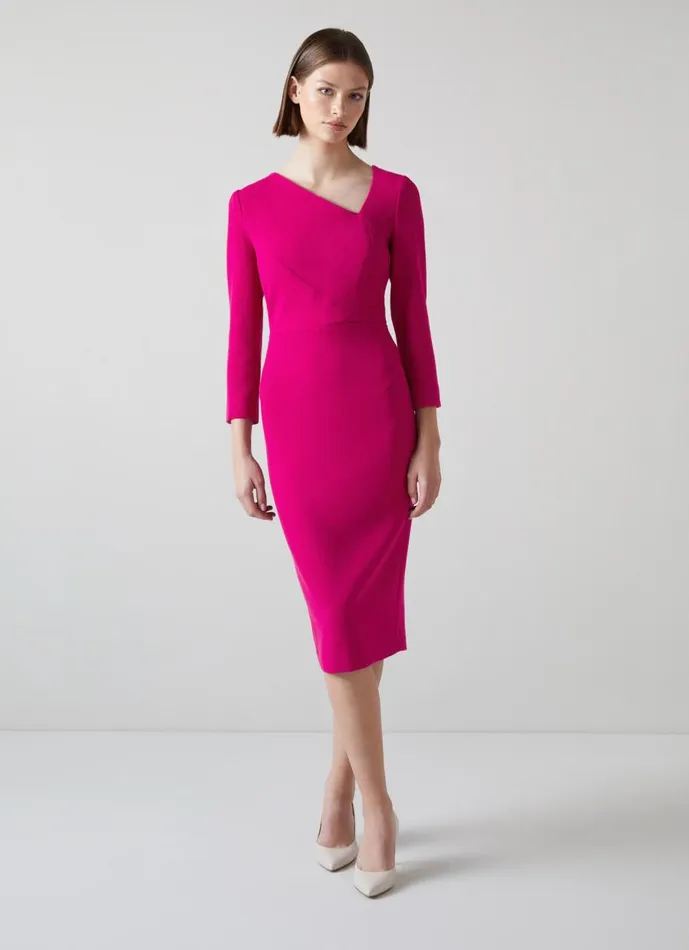 Women Dresses LKBennett Alexis Pink Wool Crepe Shift Dress Pink Women Dresses LKBennett Alexis Pink Wool Crepe Shift Dress Pink