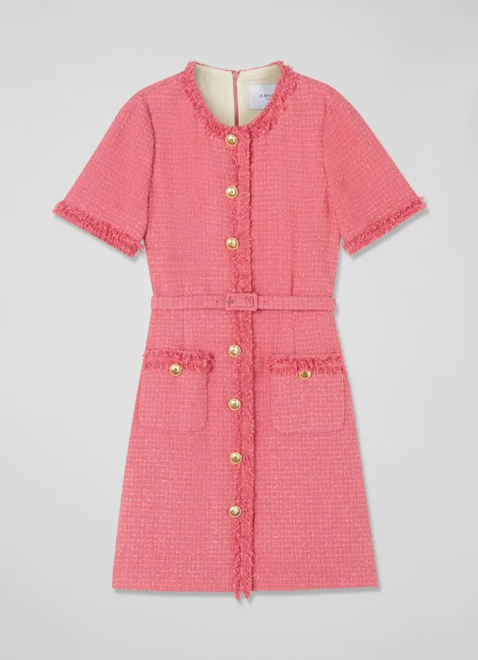 Women Dresses LKBennett Allie Pink Recycled Cotton Italian Tweed Dress Blush Women Dresses LKBennett Allie Pink Recycled Cotton Italian Tweed Dress Blush