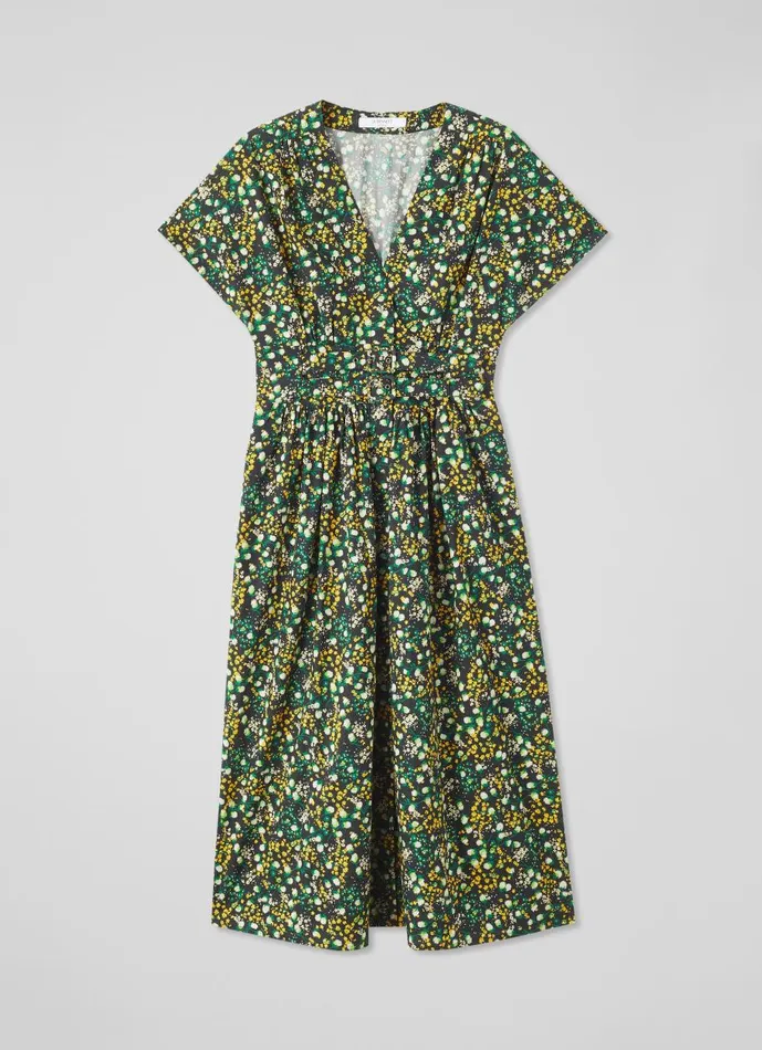 Women Dresses LKBennett Eva Black Cotton Buttercup Meadow Print Dress Black Women Dresses LKBennett Eva Black Cotton Buttercup Meadow Print Dress Black