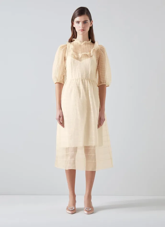 Women Dresses LKBennett Maddie Cream Silk Organza Dress Ecru Women Dresses LKBennett Maddie Cream Silk Organza Dress Ecru