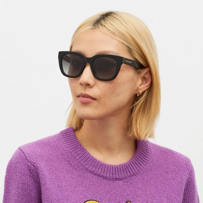 Women Eyewear Coach Legacy Stripe Square Sunglasses Black