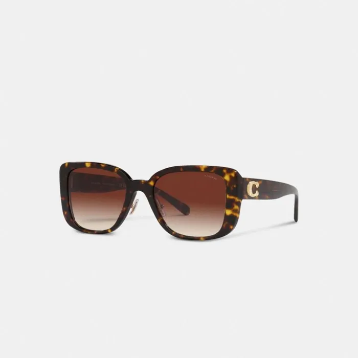 Women Eyewear Coach Tabby Oversized Square Sunglasses Dark Tortoise