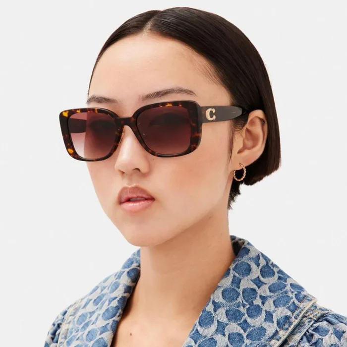Women Eyewear Coach Tabby Oversized Square Sunglasses Dark Tortoise