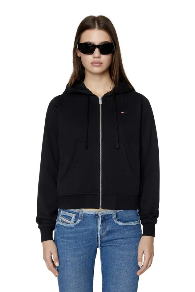 Women FReggyHoodZipMicrodiv Black Diesel Sweaters Women FReggyHoodZipMicrodiv Black Diesel Sweaters