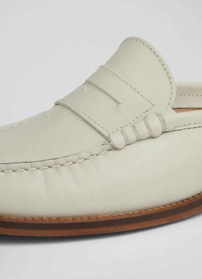 Women Flats LKBennett Oslo Cream Leather Backless Loafers Ecru Women Flats LKBennett Oslo Cream Leather Backless Loafers Ecru