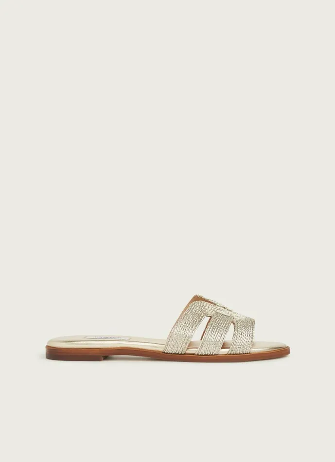 Women Flats LKBennett Riley Gold Rope Flat Mules Gold