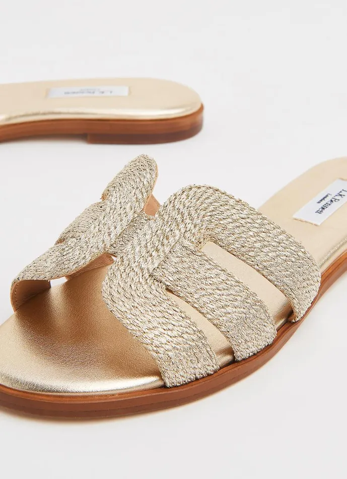 Women Flats LKBennett Riley Gold Rope Flat Mules Gold