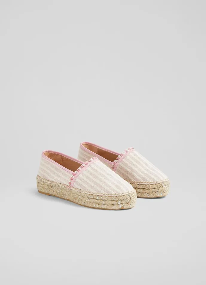 Women Flats LKBennett Tiana Pink Canvas Flatform Espadrilles Light Pink Women Flats LKBennett Tiana Pink Canvas Flatform Espadrilles Light Pink