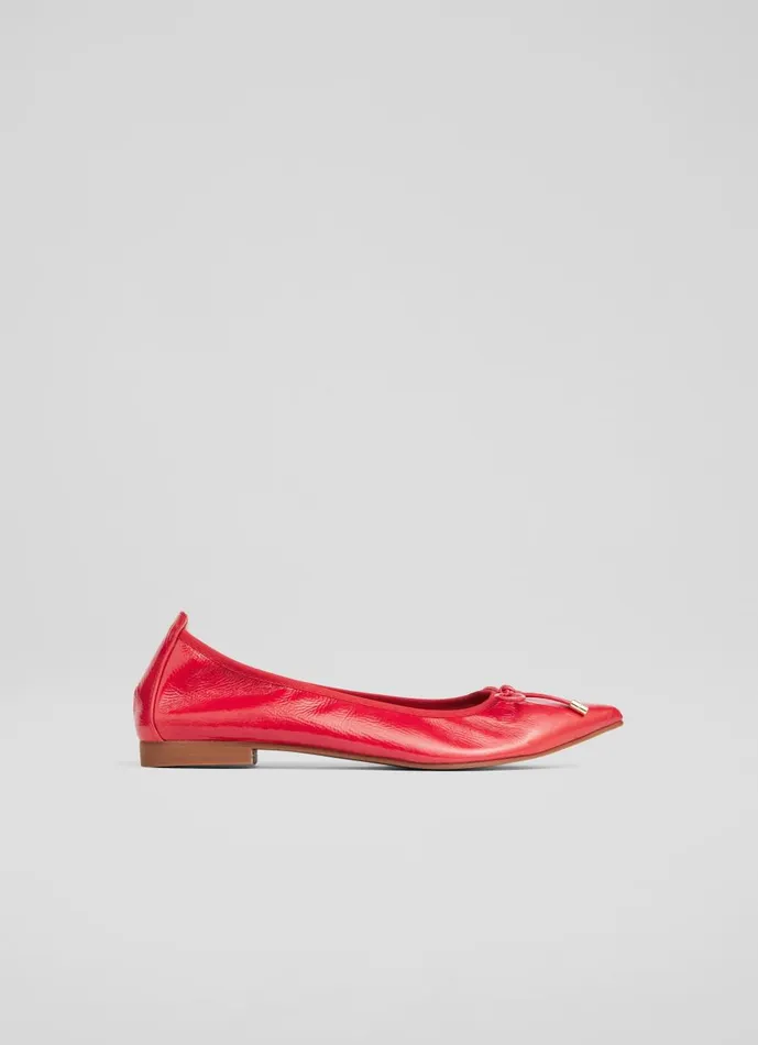 Women Flats LKBennett Tilly Red Pointed Ballerina Flat Raspberry