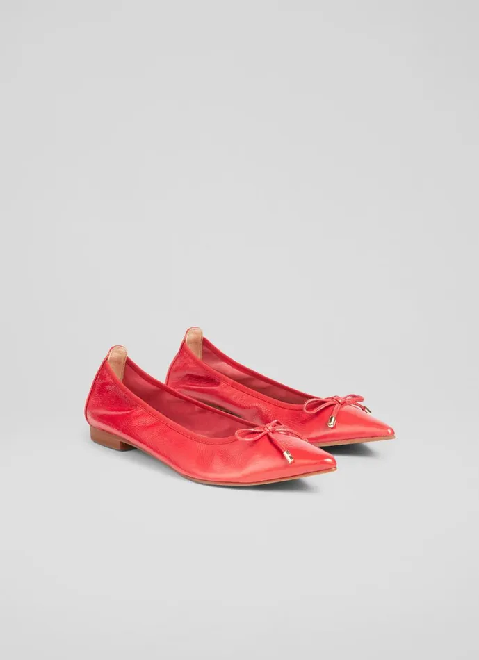 Women Flats LKBennett Tilly Red Pointed Ballerina Flat Raspberry Women Flats LKBennett Tilly Red Pointed Ballerina Flat Raspberry
