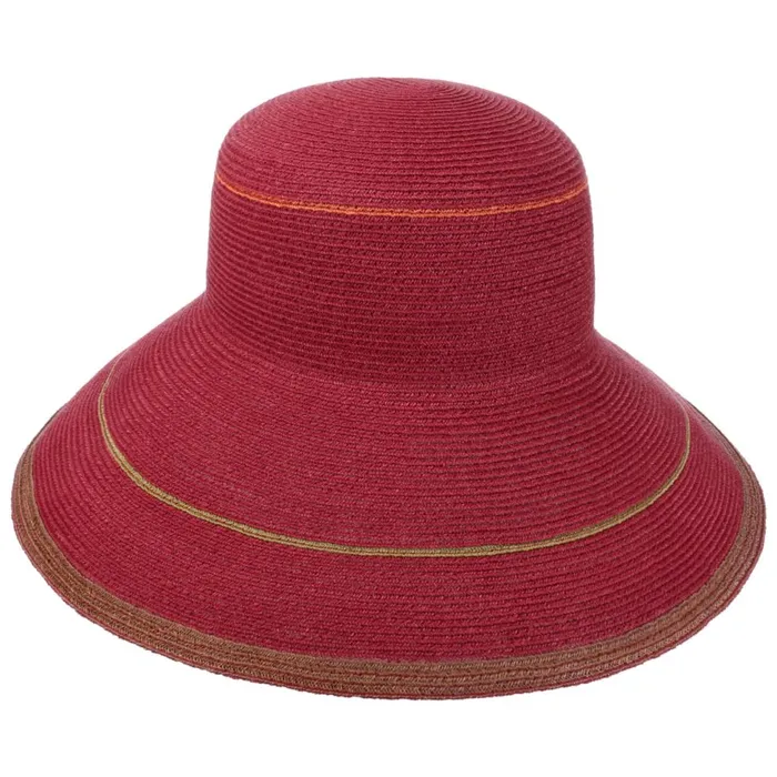 Women Floppy Hats Mayser Alba Stripes Hemp Hat Burgundy