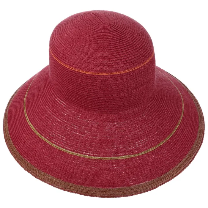 Women Floppy Hats Mayser Alba Stripes Hemp Hat Burgundy