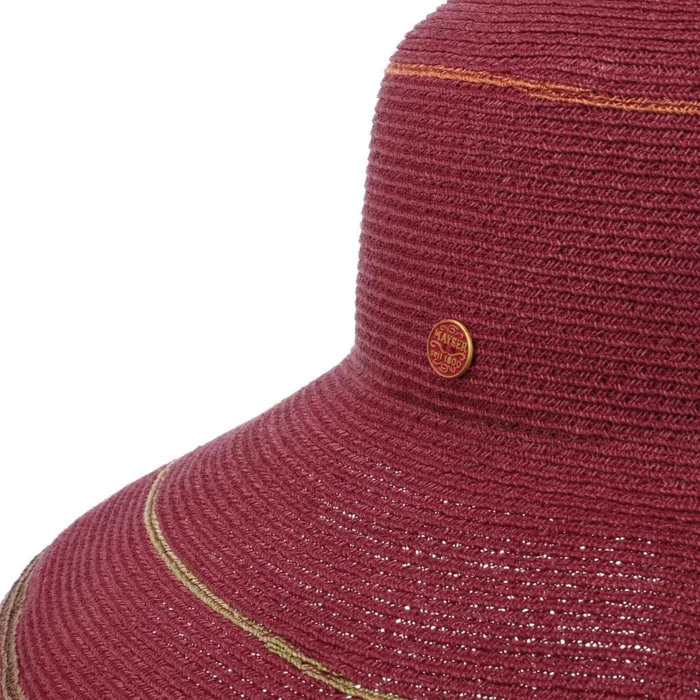 Women Floppy Hats Mayser Alba Stripes Hemp Hat Burgundy