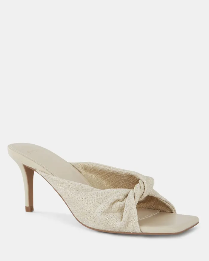 Women FOXX METALLIC LINEN Stilettos Peep Toes NOVO Shoes