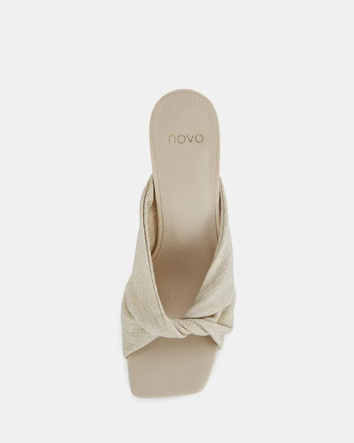 Women FOXX METALLIC LINEN Stilettos Peep Toes NOVO Shoes